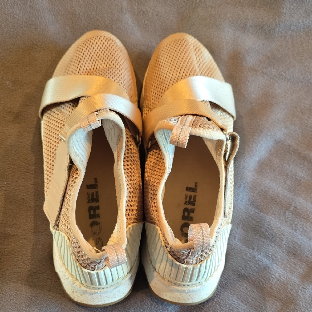 Sorel Women's Athletic Slip-On Sneakers in Cream and Tan - Picture 3 of 5